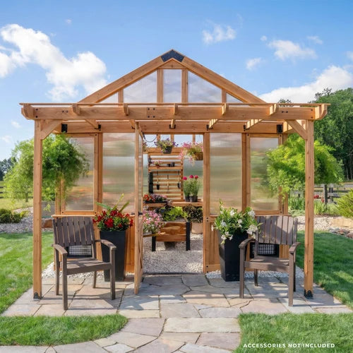 13×11 Bellerose XL Cedar Greenhouse — Professionally Installed
