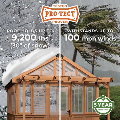 13×11 Bellerose XL Cedar Greenhouse — Professionally Installed