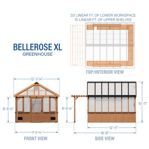 13×11 Bellerose XL Cedar Greenhouse — Professionally Installed