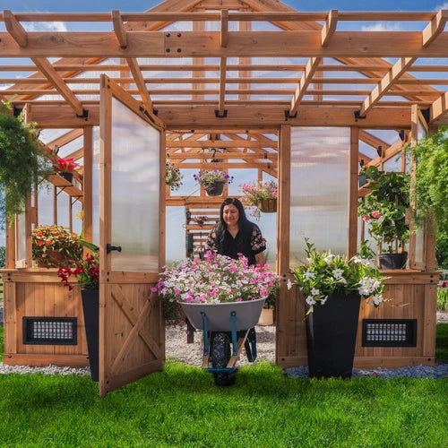 13×11 Bellerose XL Cedar Greenhouse — Professionally Installed