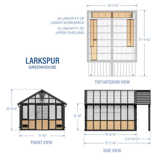 14×12 Larkspur Maintenance-Free Metal Greenhouse — Professionally Installed  $13,500 PROFESSIONALLY INSTALLED