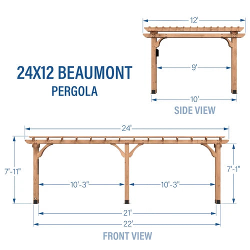 24×12 Beaumont Cedar Pergola — Professionally Installed