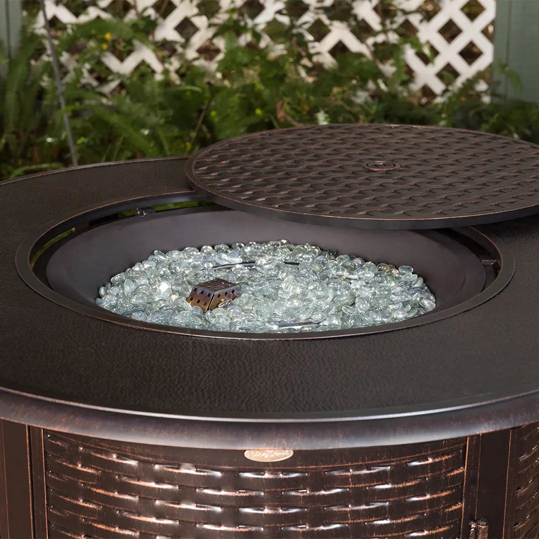 Bellante 44" Round Woven Aluminum Convertible Gas Fire Pit Table