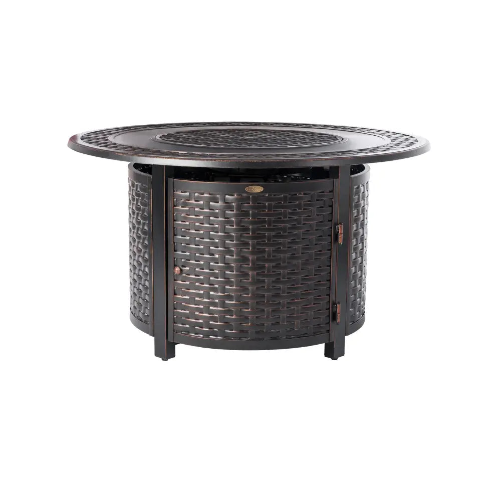 Bellante 44" Round Woven Aluminum Convertible Gas Fire Pit Table