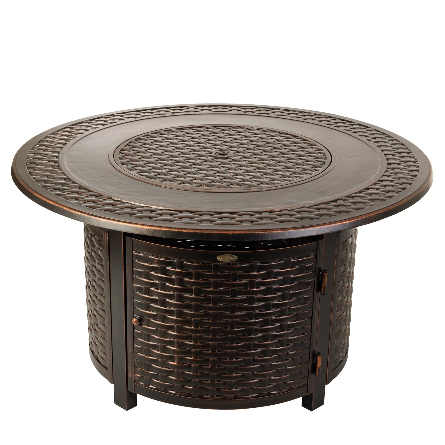 Bellante 44" Round Woven Aluminum Convertible Gas Fire Pit Table