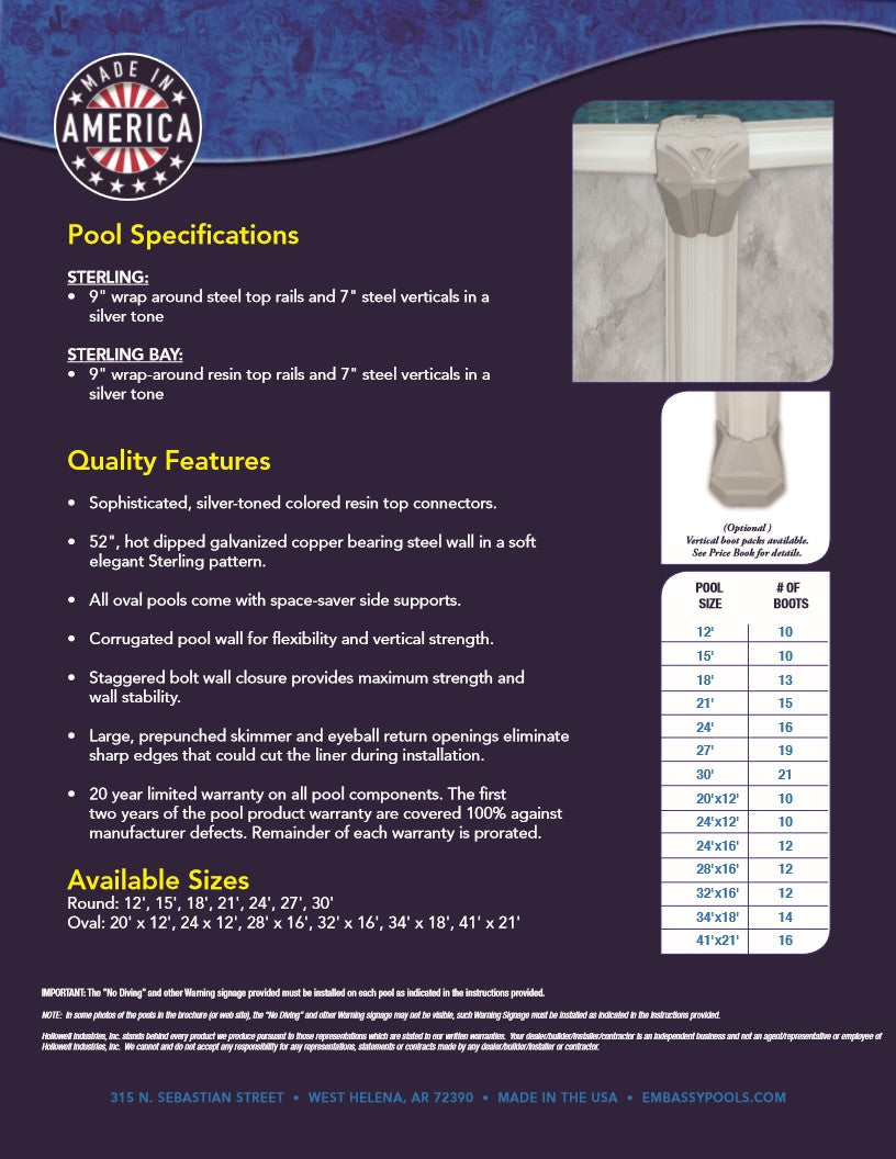 18' Embassy Sterling Above Ground Pool – Authorized Dealer in Missouri