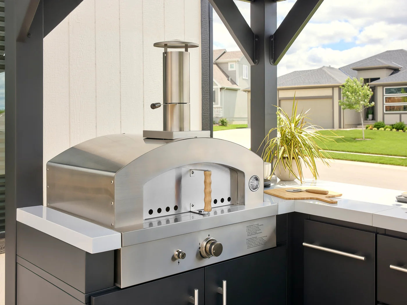 Lancaster Covered L-Shape Outdoor Kitchen with Built-In Appliances — Professionally Installed