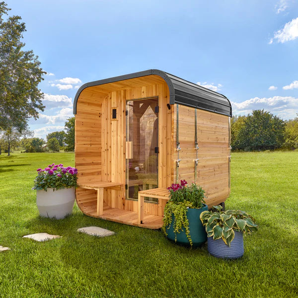 Lennon 2–4 Person Outdoor Cube Sauna with Porch — Professionally Installed