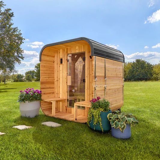 Lennon 2–4 Person Outdoor Cube Sauna with Porch — Professionally Installed