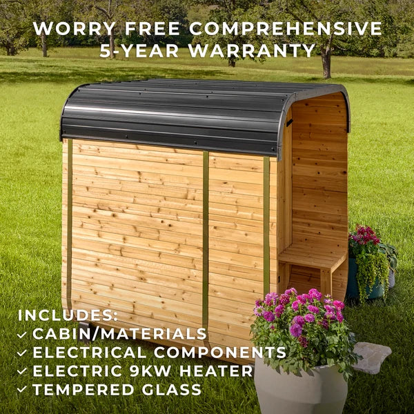 Lennon 2–4 Person Outdoor Cube Sauna with Porch — Professionally Installed
