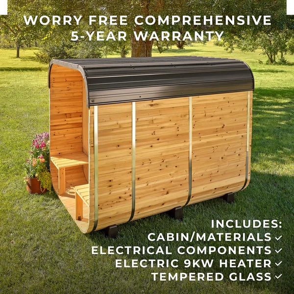 Premium 4–6 Person Outdoor Cube Sauna with Porch — Professionally Installed by Double D's