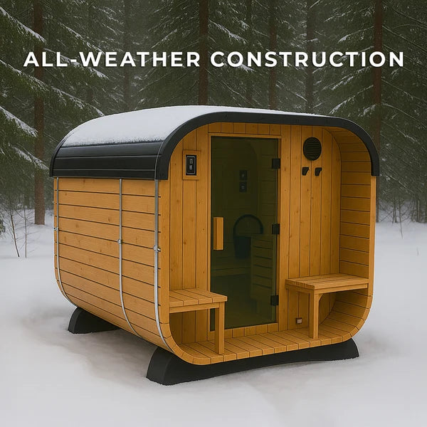 Premium 4–6 Person Outdoor Cube Sauna with Porch — Professionally Installed by Double D's