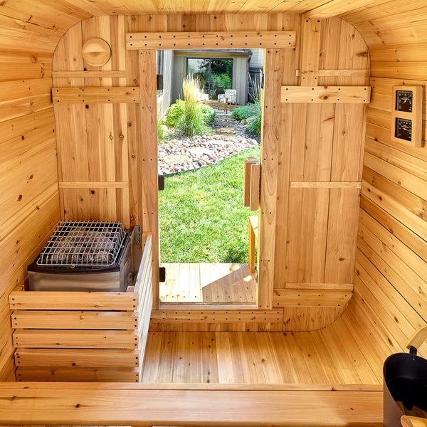 Premium 4–6 Person Outdoor Cube Sauna with Porch — Professionally Installed by Double D's