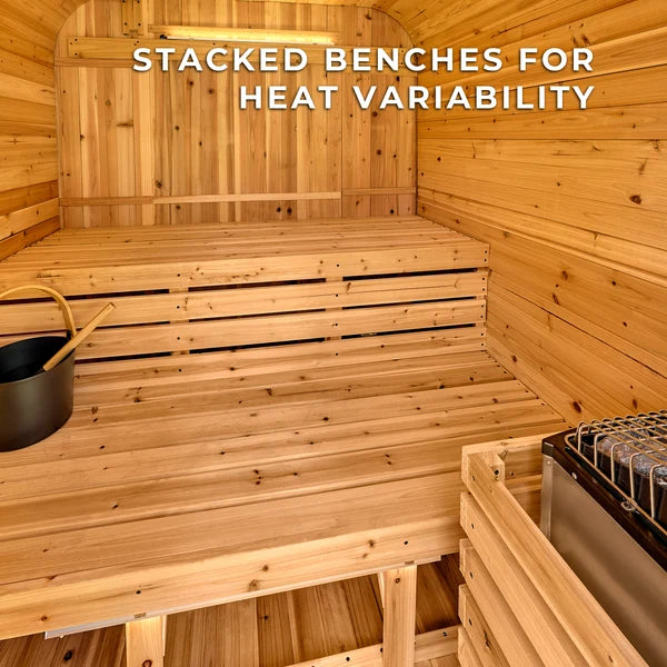 Premium 4–6 Person Outdoor Cube Sauna with Porch — Professionally Installed by Double D's