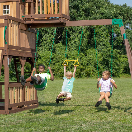 Skyfort II Wooden Swing Set with Wave Slide — Professionally Installed