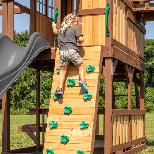 Skyfort II Wooden Swing Set with Wave Slide — Professionally Installed