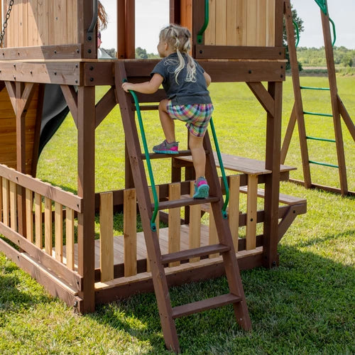 Skyfort II Wooden Swing Set with Wave Slide — Professionally Installed