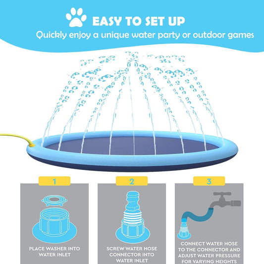 Splash Sprinkler Pad for Dogs Kids Non-Slip Thicken Dog Pool with Sprinkler Pet Summer Outdoor Play Water Mat Toys for Pet Dogs Splash Sprinkler Pad for Dogs Non-Slip Thicken Sprinkler Pool for Summer Outdoor