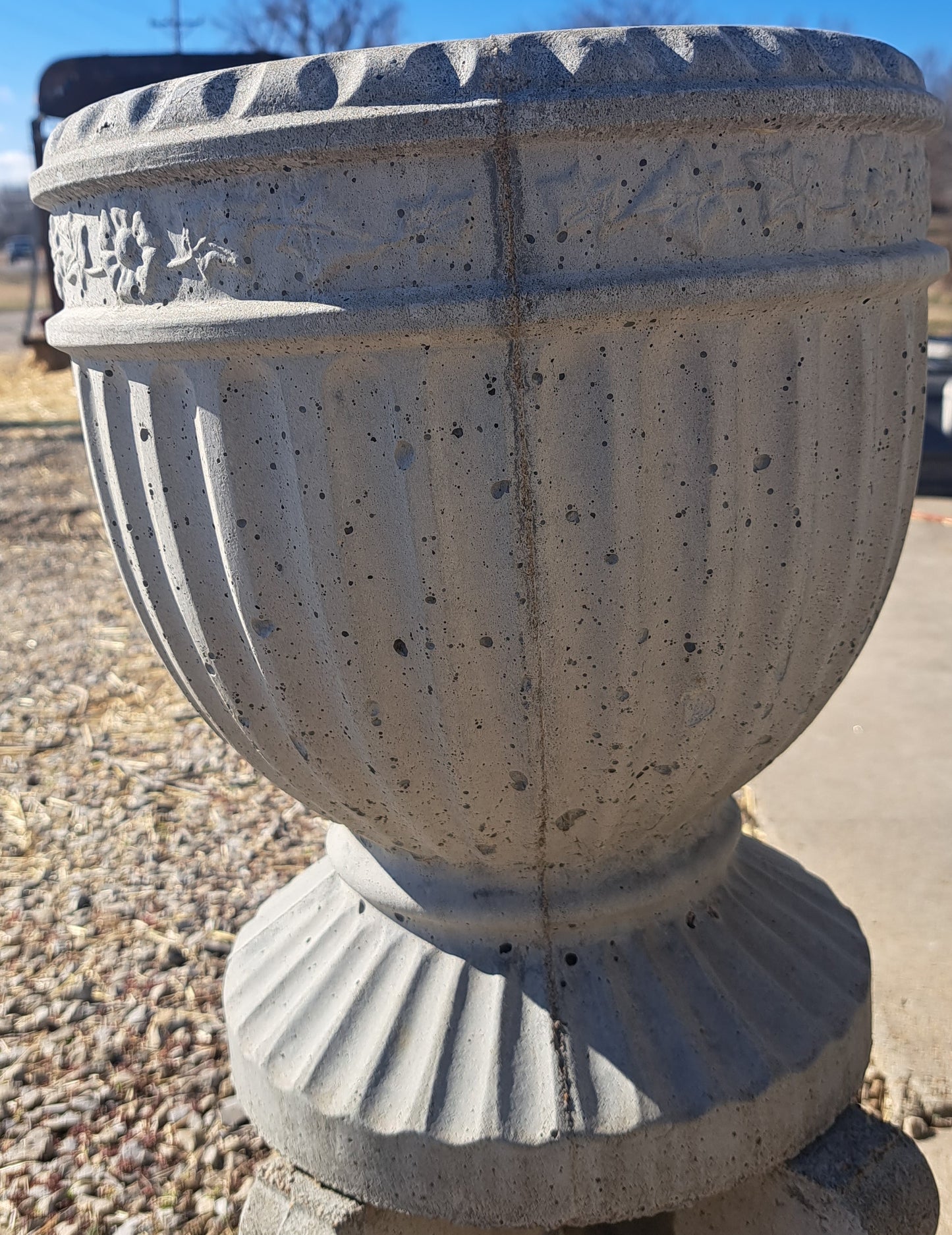 Locally custom poured concrete planters, benches, and pavers