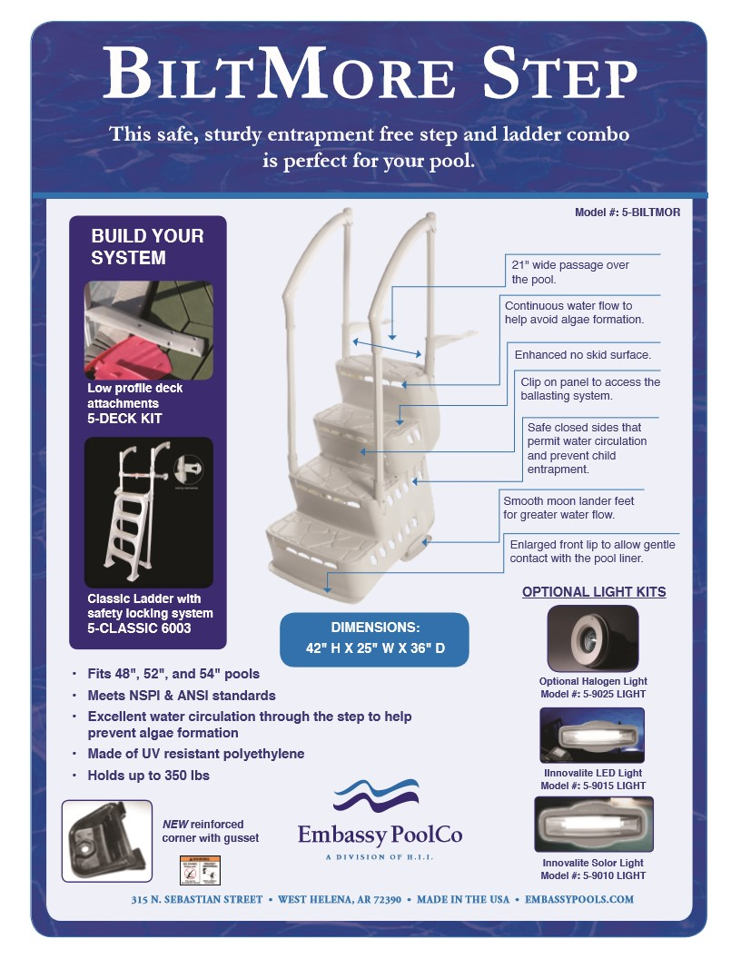 Biltmore Deck Above Ground Pool Drop In Steps with Deck attachments