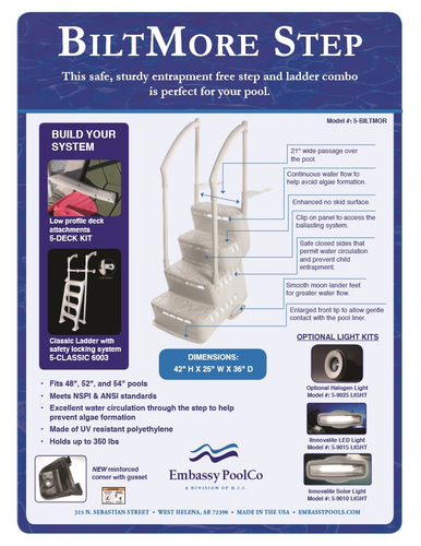 Biltmore Deck Above Ground Pool Drop In Steps with Deck attachments