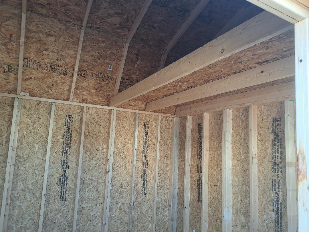 SOLD Repo 10x16 Side Double Lofted Barn Shed with Charcoal roof, Grey walls, and White trim